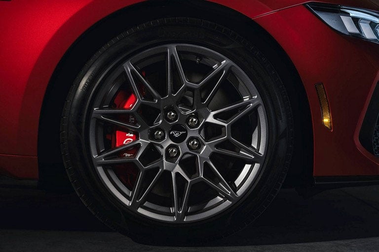 2024 Ford Mustang® model with a close-up of a wheel and brake caliper | Pierre Ford of Prosser in Prosser WA